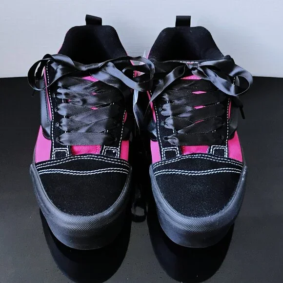 Vans Women's Knu Stack Suede Platform in Striking Combination Black / Fuchsia - Picture 3 of 12